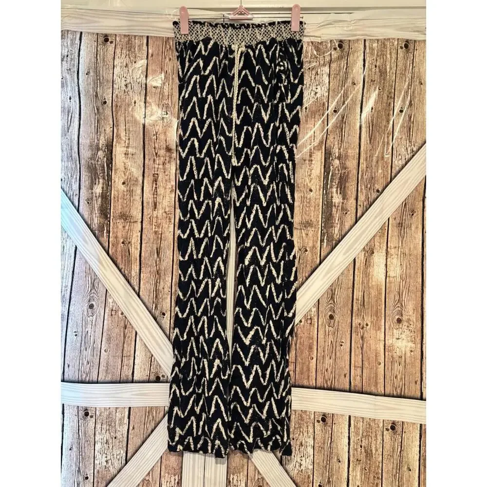 Womens Cali 1850‎ sz S beachy boho blue linen blend pant #322